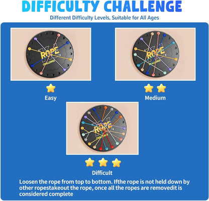 Rope Challenge Game, Rope Untangling Puzzle Game Brainy Strategy Board Games Challenge Rope Escape Game for Kids & Adults- Multi-Level Logic Game Family Travel-Friendly Educational Toys