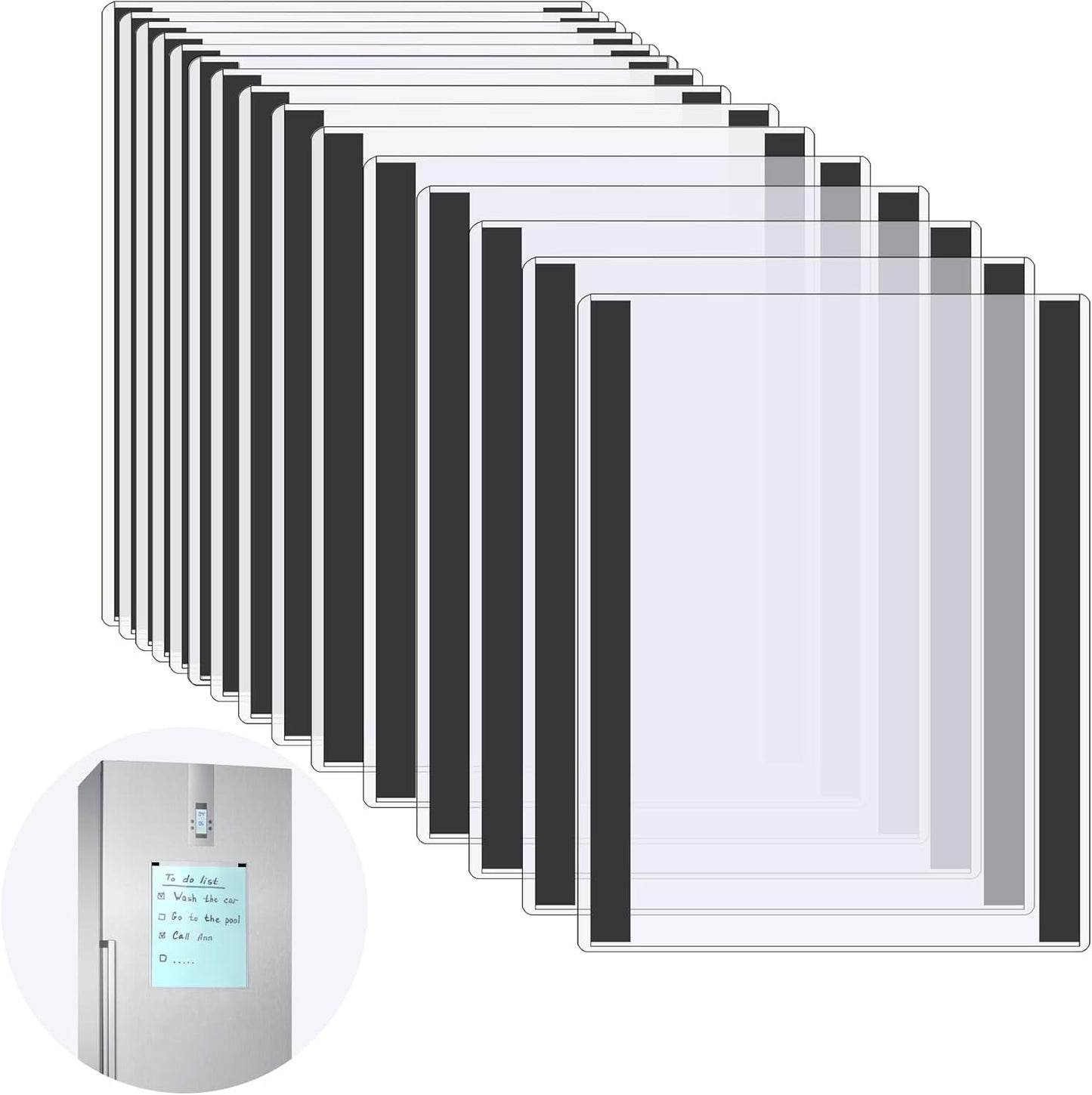 10 Pcs 8.5'' x 11'' Rigid Magnetic Sign Holders - Clear Plastic Document Frames with Magnet Borders for Letter Size Posters - Perfect for Home, Office, and Store Displays