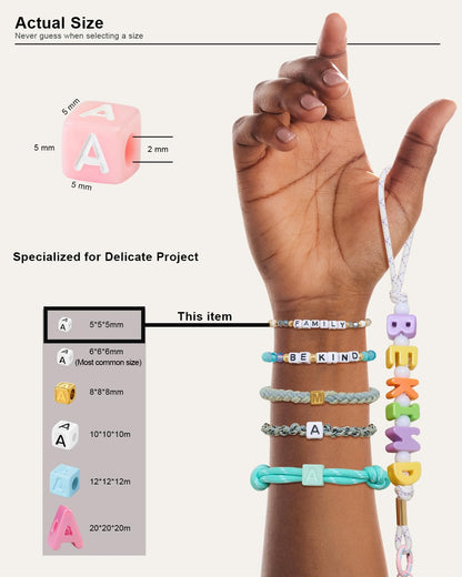DoDoBeads 1270 Pcs Letter Beads Kit, White and Colorful Square Acrylic Alphabet Beads with Extra Vowels, Numbers & Spacers, Perfect for Friendship Bracelets
