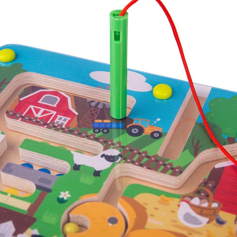 Bigjigs Toys, Farmyard Maze Puzzle, Wooden Toys, Wooden Puzzle, Jigsaw for 3 4 5 Year Olds, Children's Puzzles