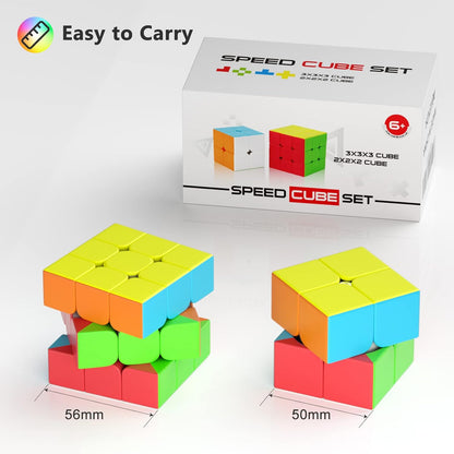 Vdealen Speed Cube Set, 2x2x2 3x3x3 Magic Cube Set, Puzzle Cube Toys Birthday Party Christmas Stocking Stuffers Gift for Kids Teens Adults(No Sticker)