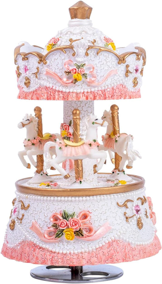 Unicorn Musical Snow Globe for Kids Girls Carousel Music Box with 7 Led Lights Swirling Glitter for Birthday Valentines