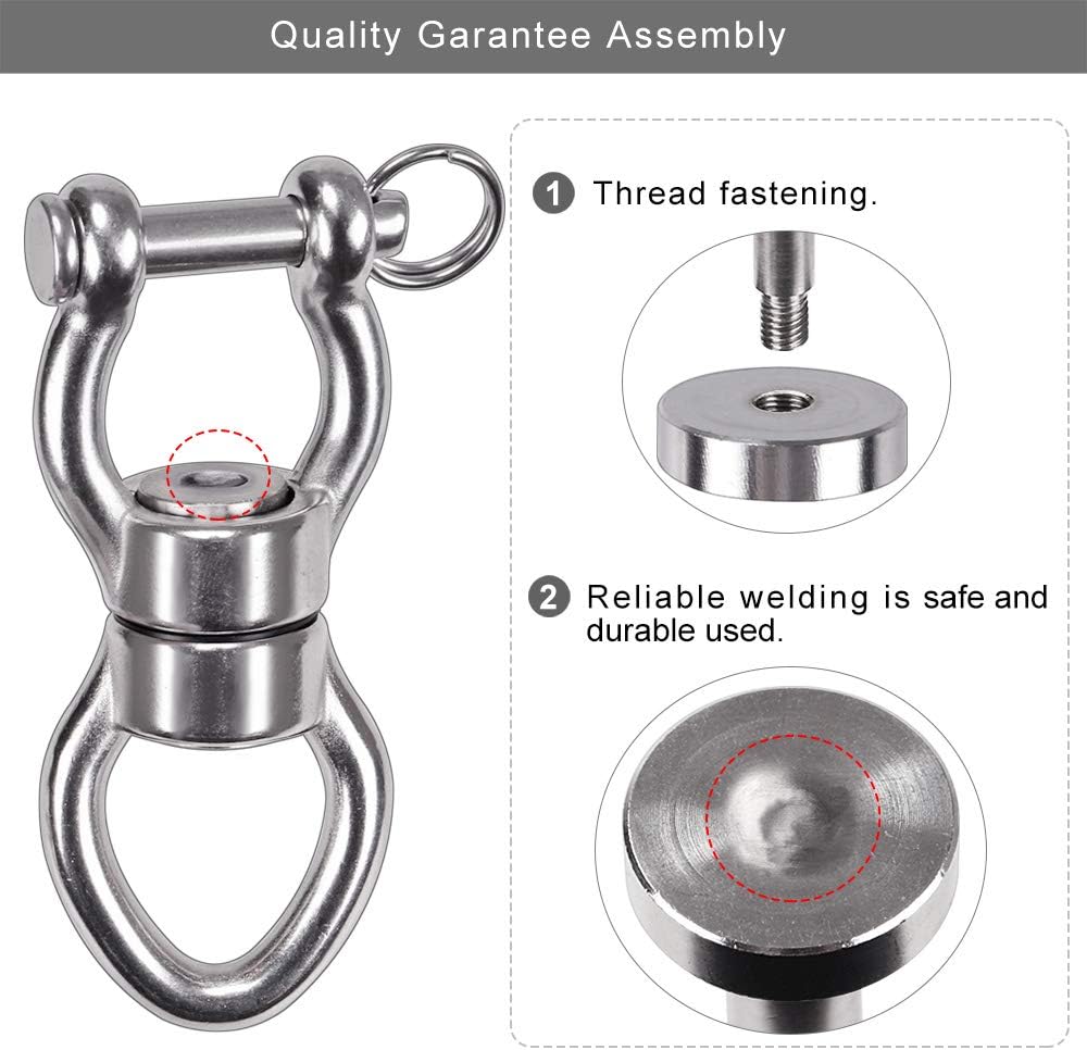 SELEWARE Silent Bearing Swing Swivel, 360° Rotational Device Hanging Accessory with Removeable Buckle for Tree Swing, Hammock Chair, Climbing Rope, Yoga, Kids Swing Swivel 1200LB Capacity, 2 Pack