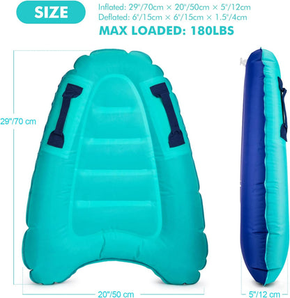 Inflatable Boogy Boards for Beach Travel Toys, 30” Cavas Slip Slide Water Park Body Surfing Board with Handles, Summer Fun Water Pool Game Toys for Kids 4,8,12 Ages