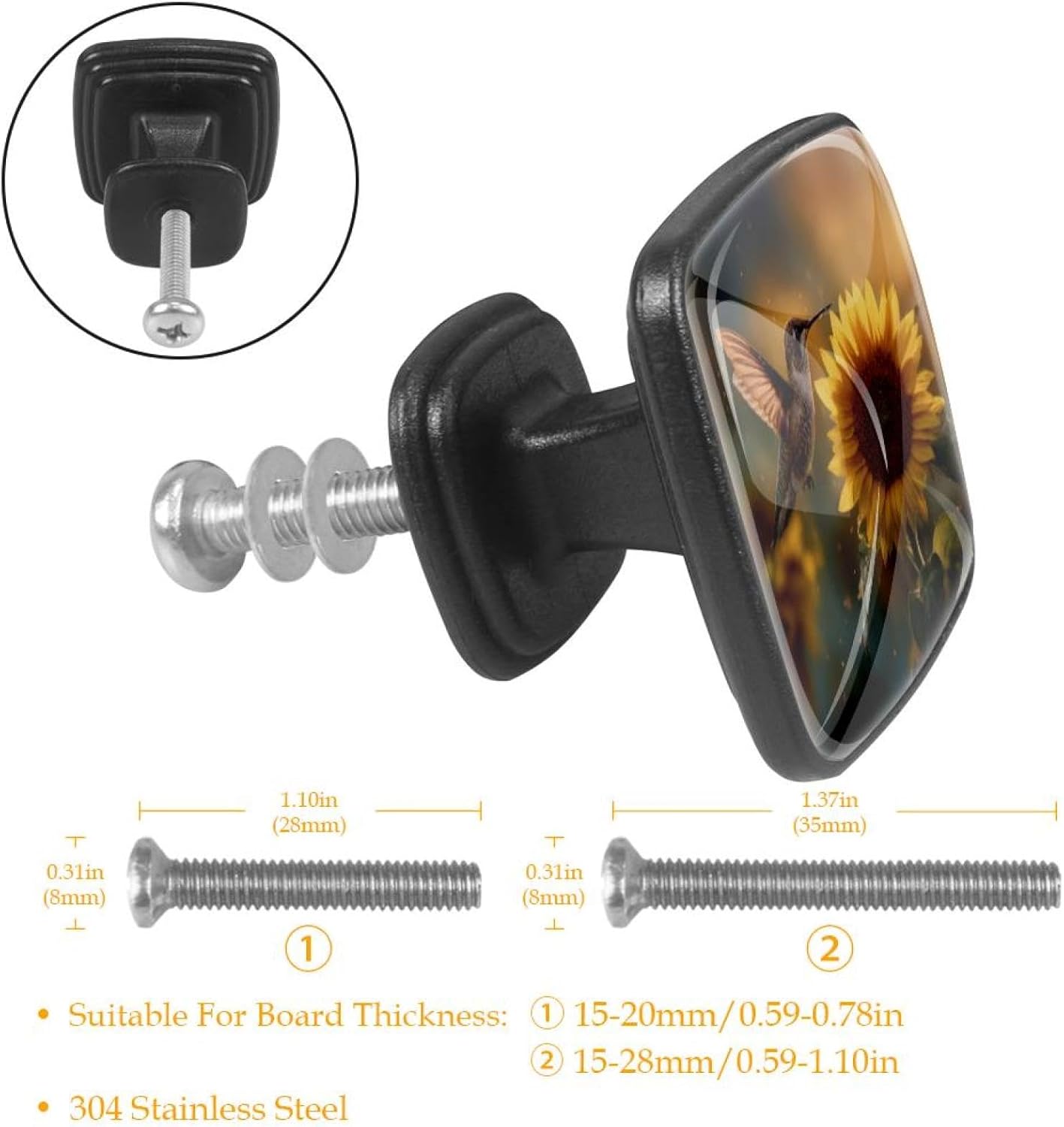 4 Pack Cabinet Knobs Drawer Pulls, 30mm Round ABS Glass Drawer Hardware Growing Butterfly Cabinet Handles with Screws for Dressers Kitchens Cupboard