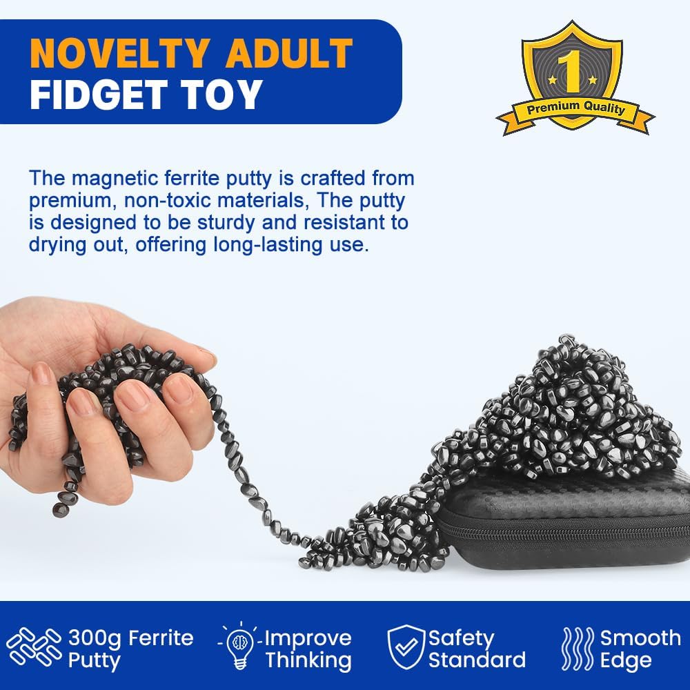 Slime Putty Set, Cool Fidget Magnet Ferrite Putty, Magnetic Stones Eggs with Rattle Oval Magnet, Novelty EDC Desk Gadget Slime Putty & Science Kit Gift