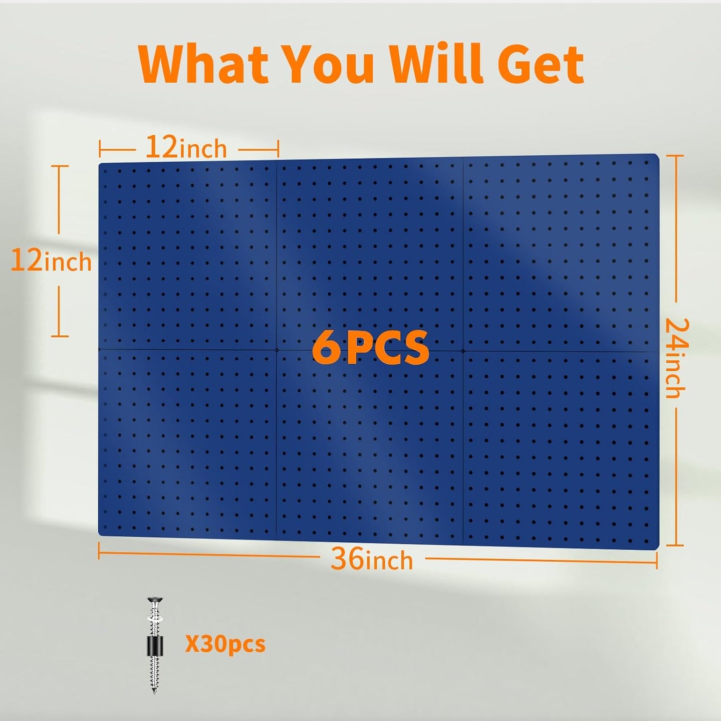 Peg Board, 4PCS Metal Pegboard Wall Organizer. Heavy Duty Pegboard, Peg Boards, Pegboard for Walls, White Pegboard for Garage Craft Room Workbench Office Kitchen Tool Organization, 12"*12"
