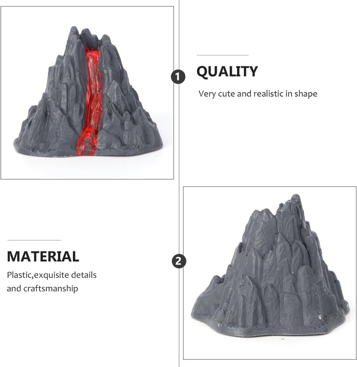 BESPORTBLE Toy Volcanoes 8Cm Realistic Volcano Model Set for Dinosaur Scenes Educational Use Home Decoration Plastic Playset 10 Pieces