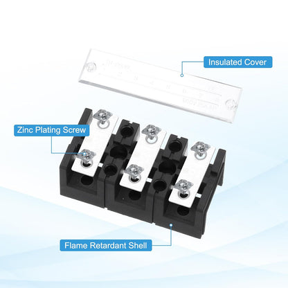 uxcell 10 Pcs Barrier Terminal Strip Block 600V 25A Dual Rows 8 Positions Rail Base Screw Connector(The Shell is Made of Flame Retardant and Heat Resistant Material)