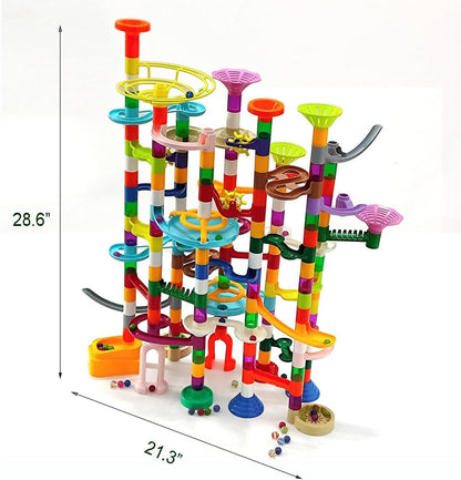 Marble Run - 200Pcs Maze Game Construction Building Toy, Race Track Set with 30pcs Glow in Dark Plastic Marbles STEAM Building Toys Gift for Kids (Marble run-200)