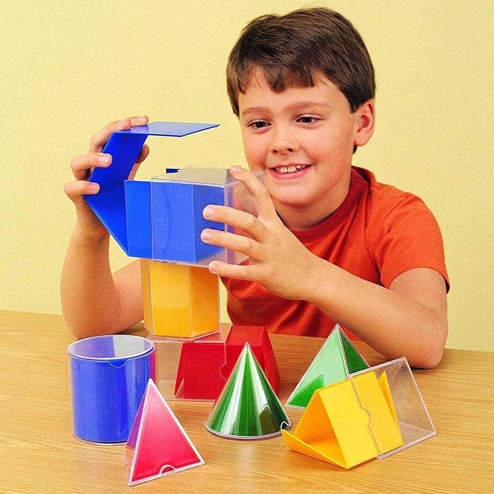 Learning Resources Folding Geometric Shapes Set - Classroom Must Haves, Teacher Supplies, Geometry Game, Pattern Blocks, Homeschool, 3D School Figures for Teaching, Math Manipulatives Essentials, Ages 7+
