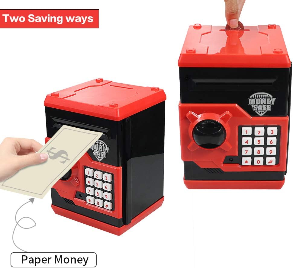 HUSAN Piggy Banks Money Banks for Kids, Electronic Password Code Money Banks ATM Banks Box Coin Bank for Children Boys and Girls (Grey Bue)