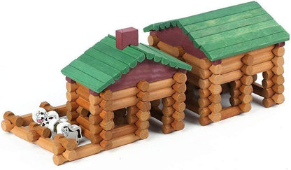 Joqutoys 90 Pcs Wood Building Blocks Toy for Toddlers, Classic Wooden Cabin Log Set Preschool Education Toy, Creative Construction Engineering Educational Toys for 3 4 5 6 Years Boys
