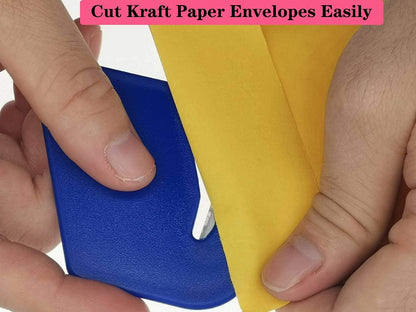 Magnetic Letter Openers Envelope,3 Pack,Envelope Opener Slitter,Mail Openers Blade with Magnet,Letter Opener for Women,Men,Office,Envelope Cutter (Black,White,Lake blue)