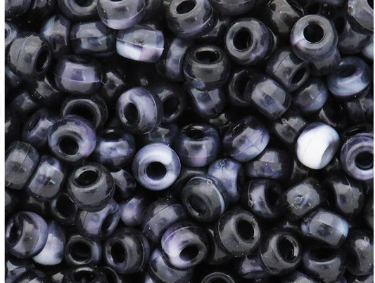 BeadTin Black Marbled 9x6mm Barrel Plastic Pony Beads (300pcs)