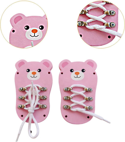 Tie Lacing Toy Wooden Busy Board Hand Eye Coordination Fine Motor Skills