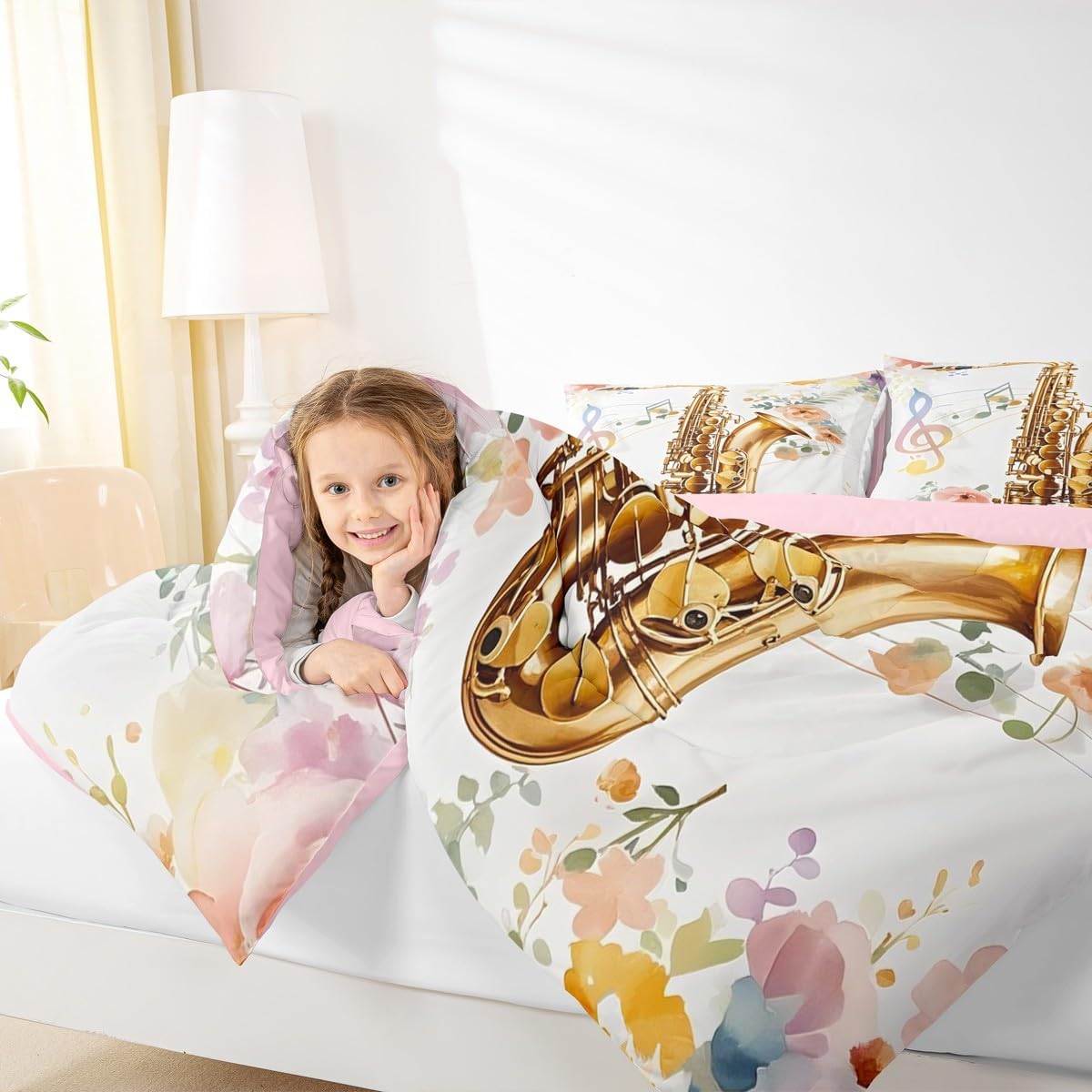 Erosebridal Drum Kit 3D Print Kids Comforter Sets Rock Music Themed Full Bedding Set for Boys Girls Musical Pattern Comforter Set,Colorful Retro Style Quilt Duvet 3 Pcs