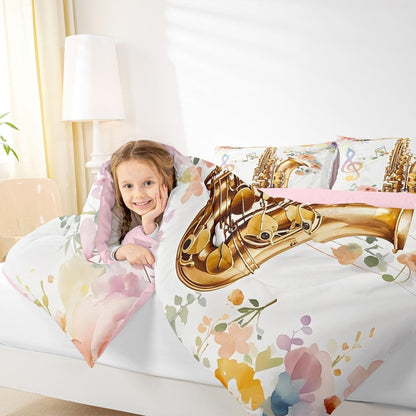 Erosebridal Drum Kit 3D Print Kids Comforter Sets Rock Music Themed Full Bedding Set for Boys Girls Musical Pattern Comforter Set,Colorful Retro Style Quilt Duvet 3 Pcs