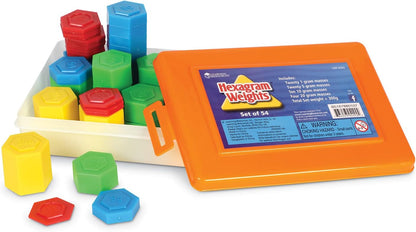 Learning Resources Hexagram Weights - Set of 54 Pieces, Ages 8+, Math Manipulatives for Kids, Teacher Supplies, Back to School, Classroom Must Haves