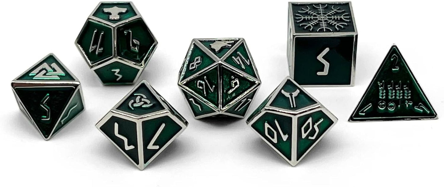 Norse Foundry Set of 7 Banshee Wail Norse Series Full Metal Polyhedral Dice RPG Math Games DND Pathfinder