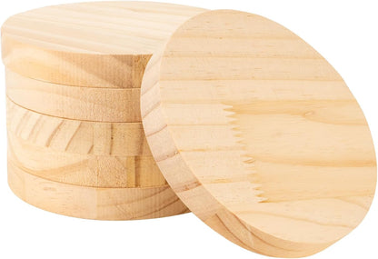 4PACK 4 inch Round Wooden Plaque, 3/4 Inch Thick Unfinished Wooden Circle Plaque, Natural Pine Wood Base for Craft Projects, Sign, Painting, Woodcarving, Engraving
