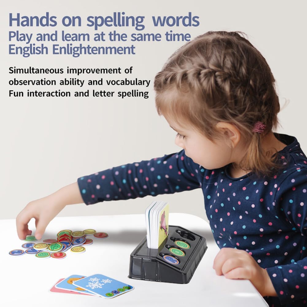 Matching Letter Game for Preschooler Age 3+ - Self-Correcting Word Puzzles Boost Spelling, Reading, Alphabet & Word Recognition - Early Education Toy Includes 30 Flash Cards & 26 Letters