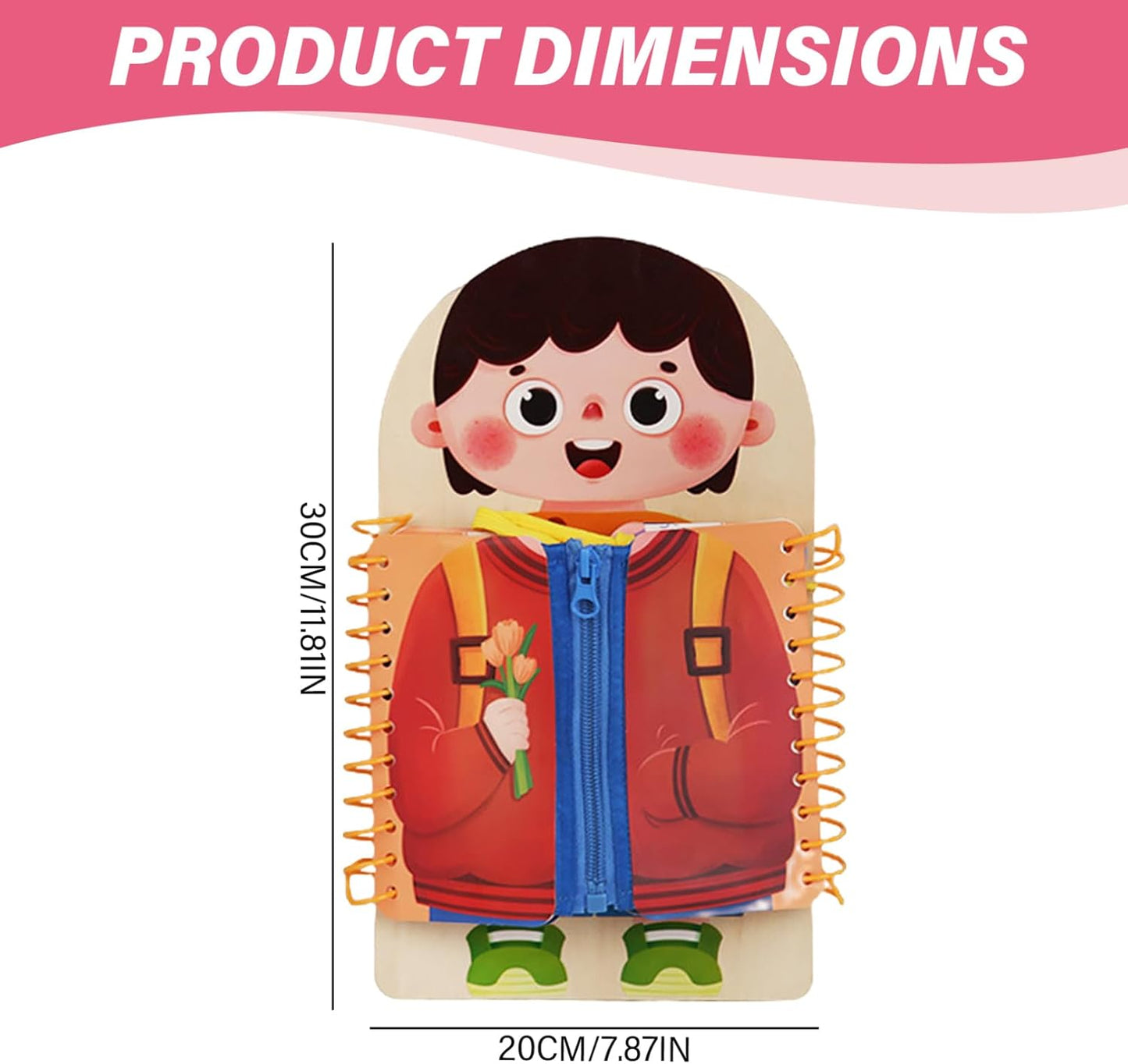 Learn to Dress Boards, Educational Shoe Tying Practice for Kids Learn to Button, Buckle, Zip, Snap, Multilayered Montessori Toys for Preschool Toddler 3-8 Years Old, Girl