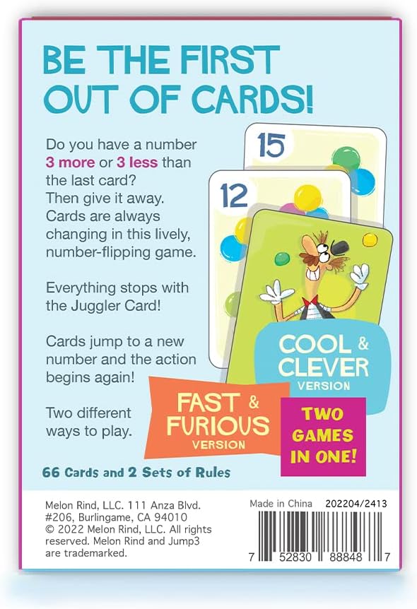 Melon Rind Jump 1, Math Game for Kids Learning Adding and Subtracting by 1, Lively, Card Game, Quick Activity for Boosting Math Confidence, Easy Screenless Fun, Perfect for Kindergarteners, Ages 5+