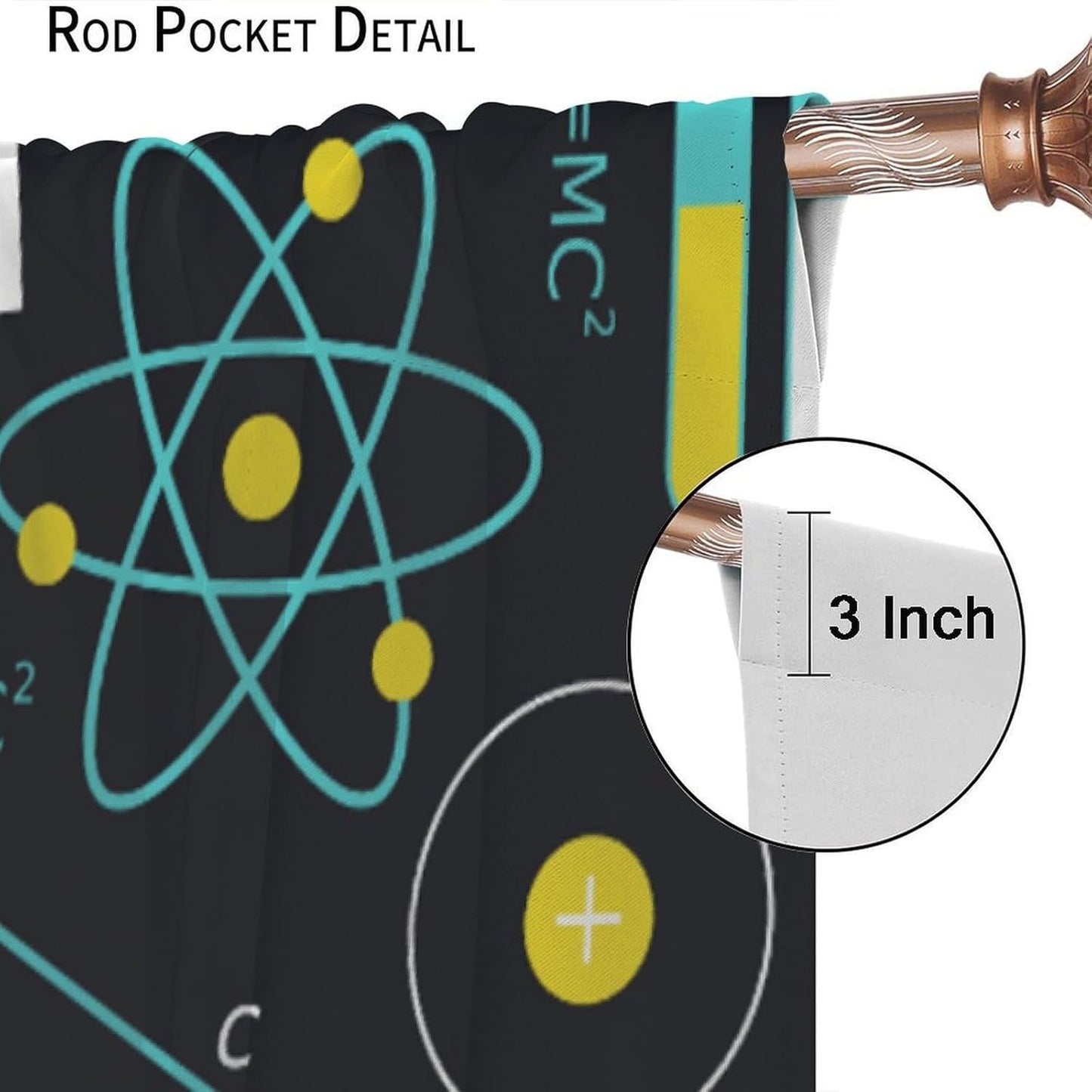 Science Physics Window Curtains, Abstract Math Chemistry Curtain Scientist Graffiti Print Window Treatments for Kids Teens Bedroom Living Room Kitchen Set 2 Panels,42x63 Inches