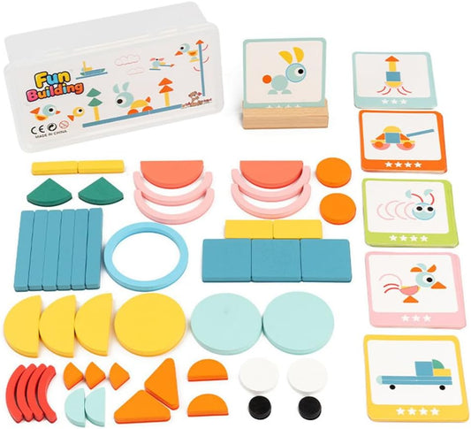 Montessori Wooden Geometric Shape Tangram Puzzle, Multi-Shaped Wooden Creative Splicing Toy