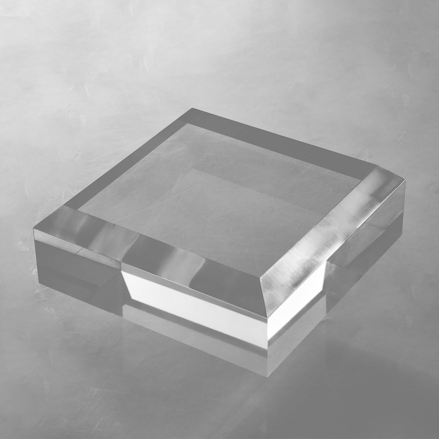 CiaoHER 2in Thickness Beveled Solid Acrylic Display Block Clear Polished Pedestal Stand Riser Solid Base (10x10)