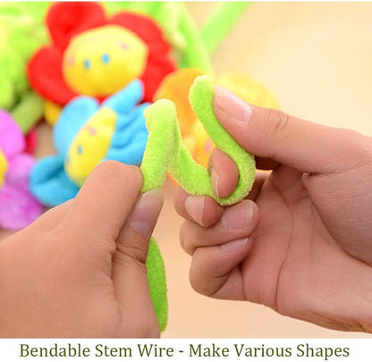 8PCS Artificial Plush Flower Bendable Curtain Buckle Tiebacks Birthday Wedding Party Durable Plush Daisy Flower Bouquet with Happy Smiley Face Gift for Kids Baby Girl Toddlers