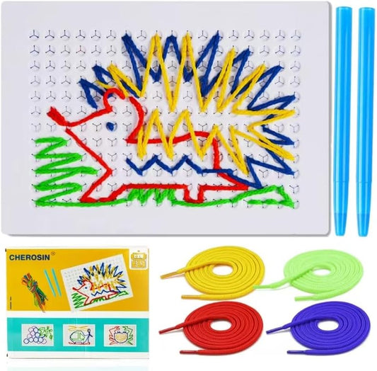 CHEROSIN Fine Motor Threading Boards for Kids - Pencil Grasp Fine Motor Toys Sensory Learning Boards for Preschooler, Calm Down Activity Therapy Toys Gifts for 3 4 5 6 Year Old Kids Boys Girls