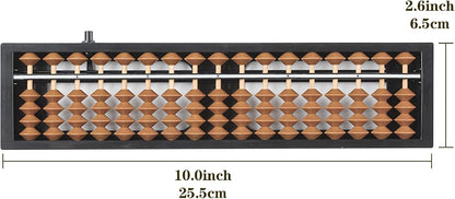 Digital Standard Abacus Professional 17 Column with Reset Button, Chinese Japanese Abacus Calculator Educational Tools Abacus Counting Tool Arithmetic Tool Calculator (Brown)