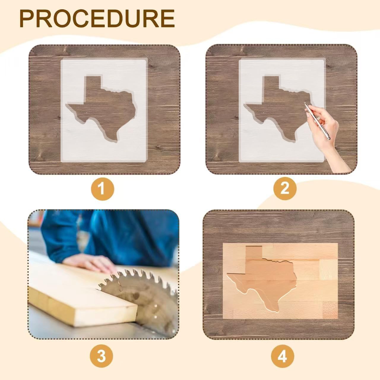 State of United States Router Templates, America Acrylic Router Inlay Template for Woodworking, Template Jig Woodworking Craft Tracing Guide Tool (State of Texas)