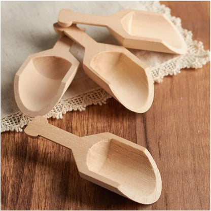 Unfinished Wood Spoon Scoops Set of 6 by Factory Direct Craft for Bath Salts, Sugar Scrubs, Spices or Educational Sensory Bins - 4-1/8 Inches Long