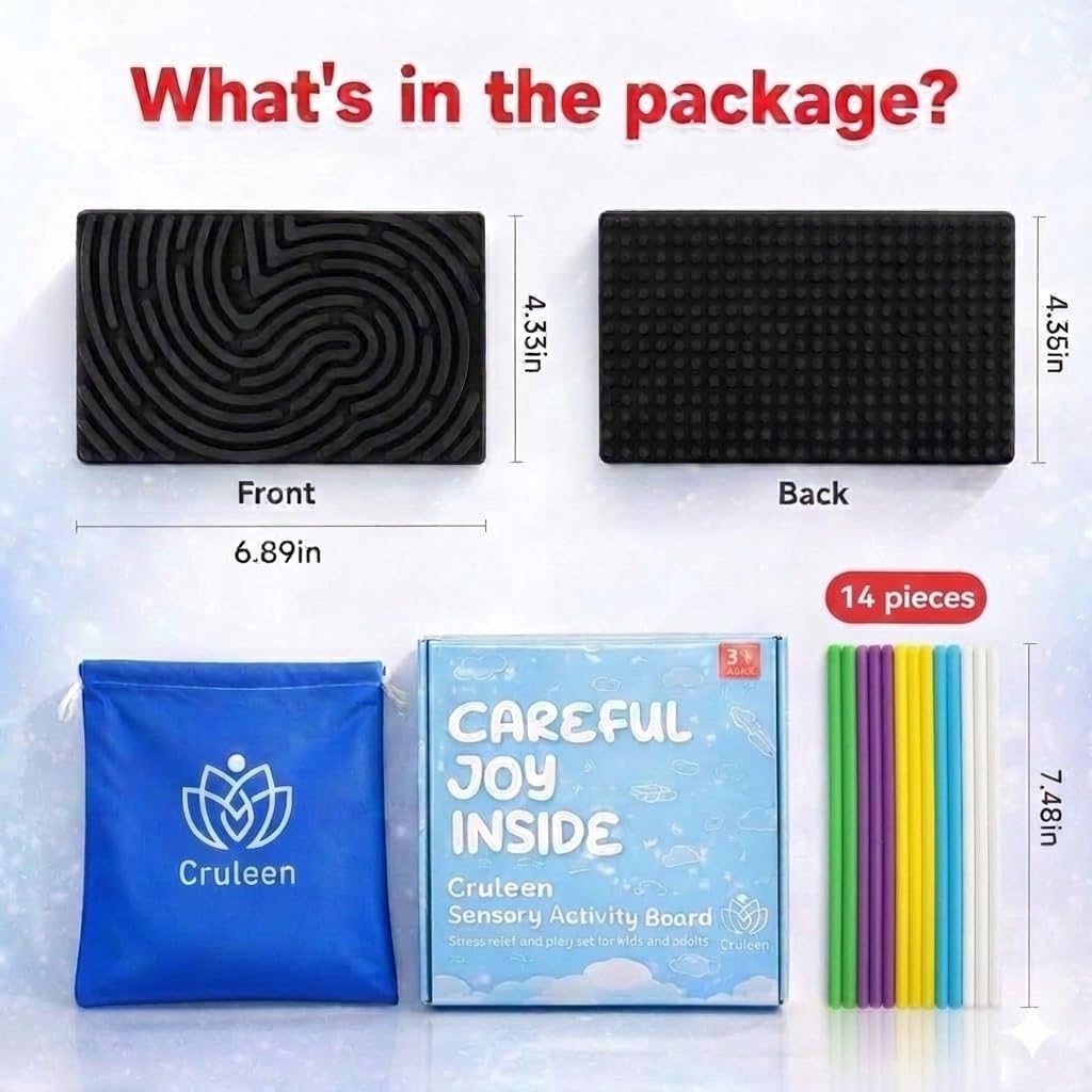 Sensory Board for Kids –Durable Silicone Sensory Activity Board –Sensory Toys for Kids with Autism, ADHD, Anxiety & Stress–Toddlers Calming Travel Essentials Fidget Toy for Kids 3+ & Adults