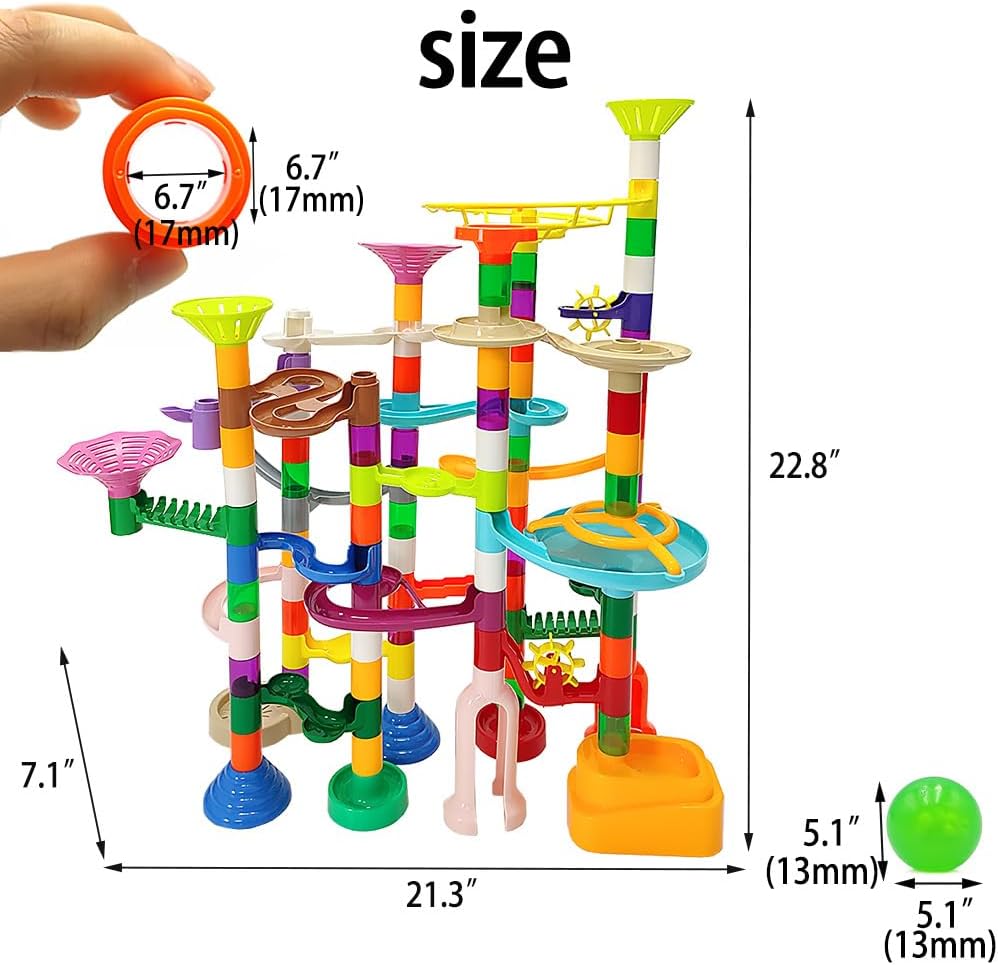 DSHMIXIA Marble Run Marble Maze Race Track with Glowing Marbles for Kids Ages 3-4-8-10 Sturdy Building Toys Kids Games Amazing Fun Gifts (Super)