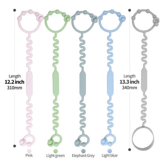 Toy Straps for Baby, Pacifier Holder Clip with Self-Adjusting Bayonet, Pure Silicone Material Without BPA; Can Be Used for Teethers, Feeding Bottles, Toys, Baby Cribs, High Chairs(5PS)