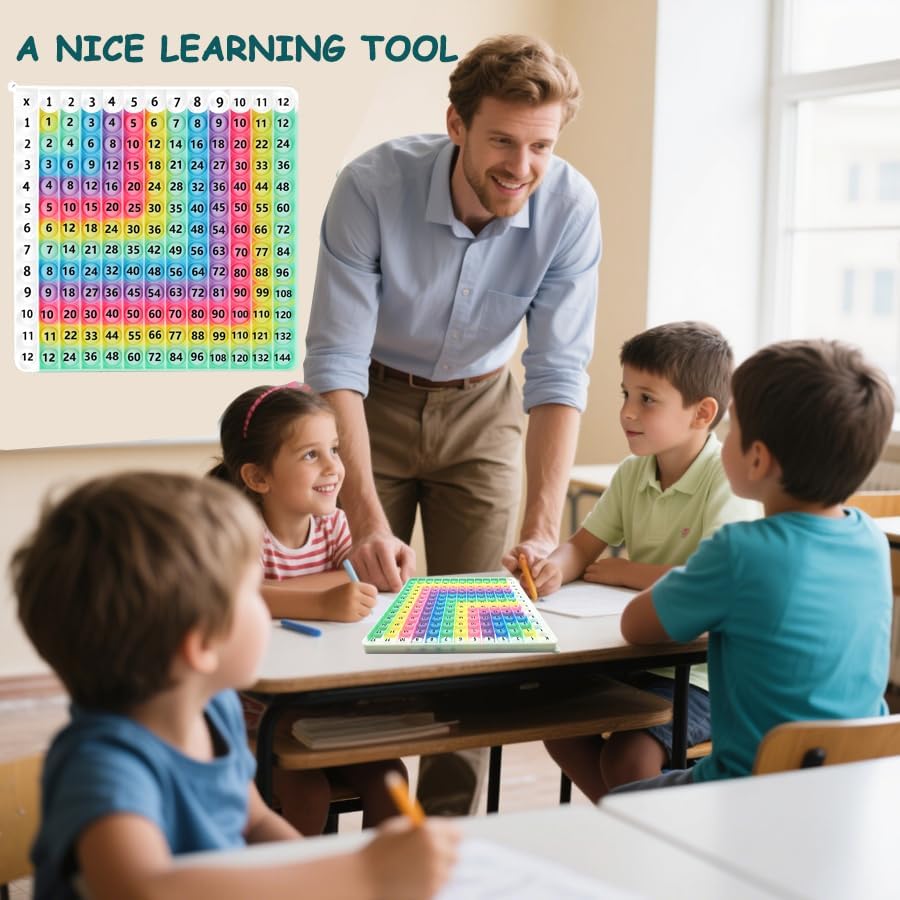 Rainbow Multiplication Table Game Learning Board, 9x9 Educational mathSTEM Sensory Math Toy, Classroom & Homeschool Learning Game, Multiplication Flash Cards Table Chart for Kids