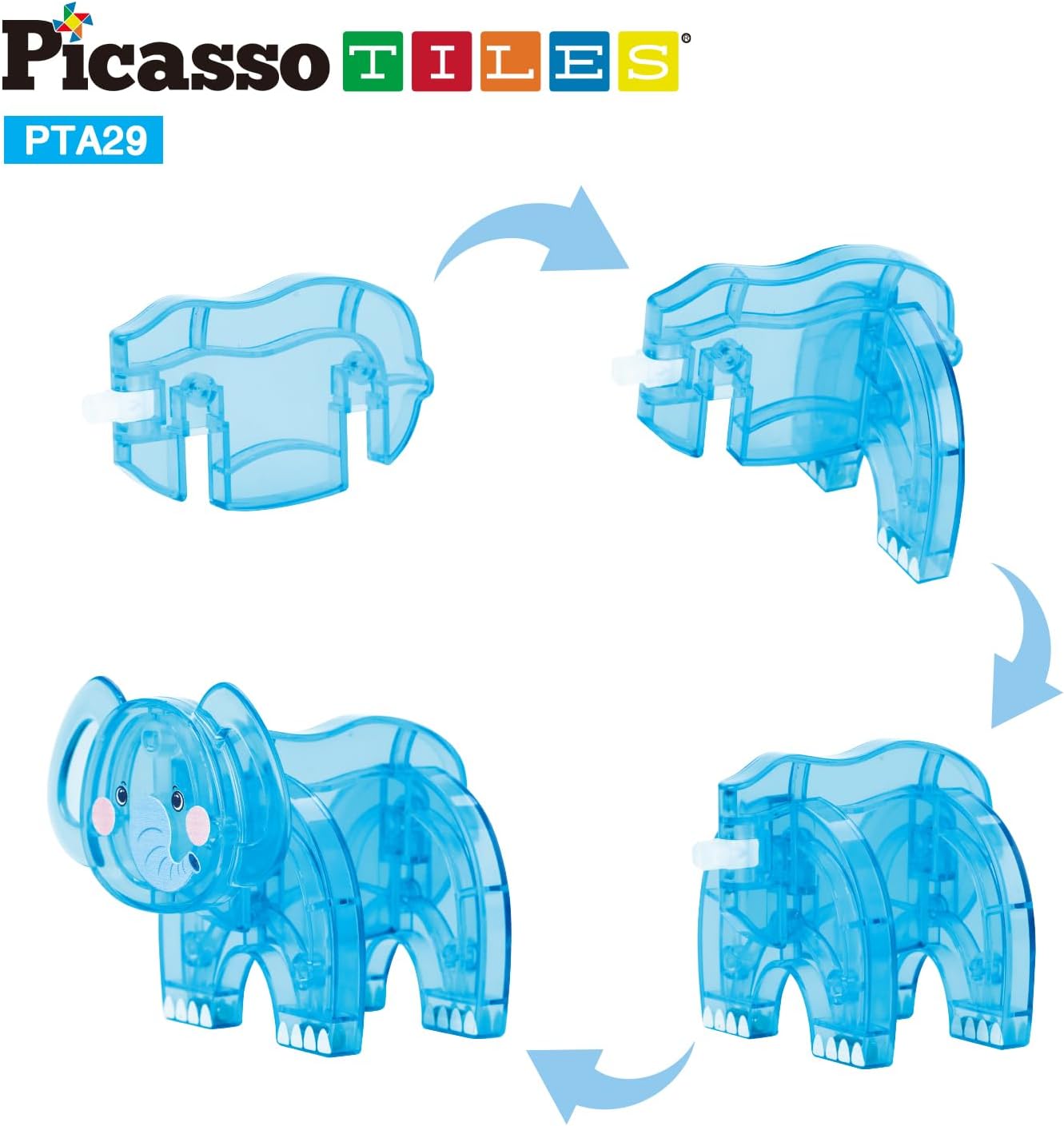 PicassoTiles Magnetic Tile Building Blocks Add On 8 Magnetized Action Figures Construction Vehicles & Zoo Animal Theme Compatible with Magnet Tiles Sets STEM Learning Toy for Boys & Girls Age 3+ PTA21