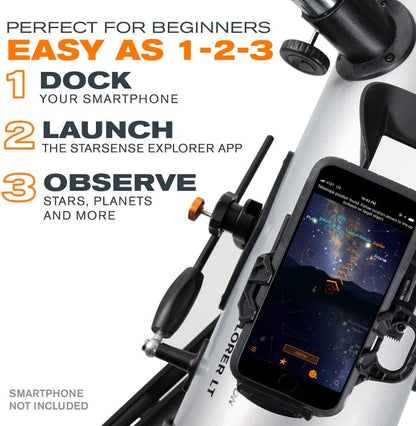 Celestron StarSense Explorer LT 114AZ App-Enabled Telescope – 114mm Newtonian Reflector with Smartphone Dock & StarSense App – iPhone & Android Compatible – Easy-to-Use for Beginners