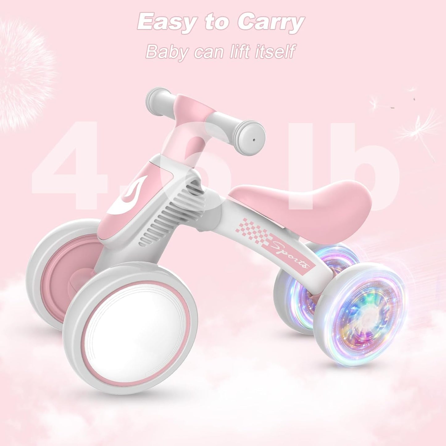 Colorful Lighting Baby Balance Bike Toys for 1 Year Old Boy Gifts, 10-36 Month Toddler Balance Bike, No Pedal 4 Silence Wheels & Soft Seat First Bike, One Year Old Boy Birthday Gift.