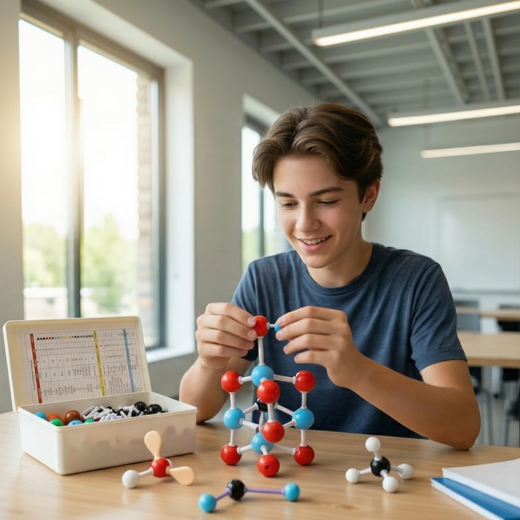 SOUJOY 444 Pcs Chemistry Molecular Model for Building Organic and Inorganic Structures, 3D Visual Science Learning Set with Atoms Bonds, Links and Short Link Remover Tool for Students, Teachers