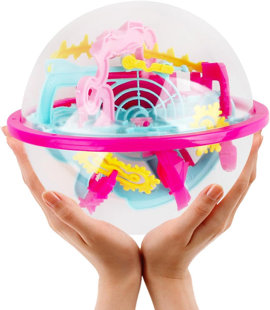 3D Maze Ball, Brain Teaser Puzzle Ball Interactive Maze Sphere Game (12cm,4.7’’) with 110 Obstacles Labyrinth Puzzle Ball for Kids Education Toys