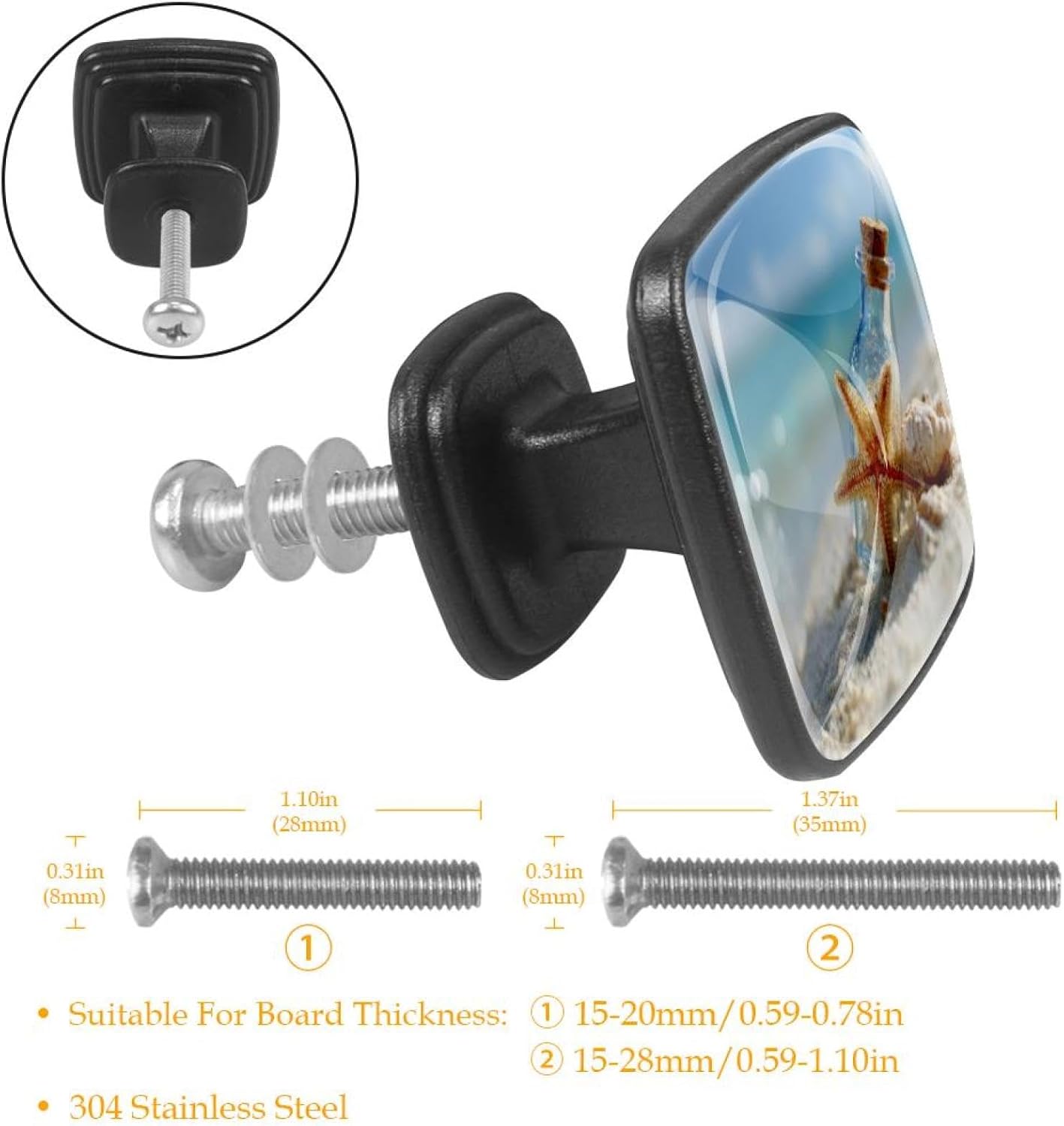 4 Pack Cabinet Knobs Drawer Pulls, 30mm Round ABS Glass Drawer Hardware Growing Butterfly Cabinet Handles with Screws for Dressers Kitchens Cupboard