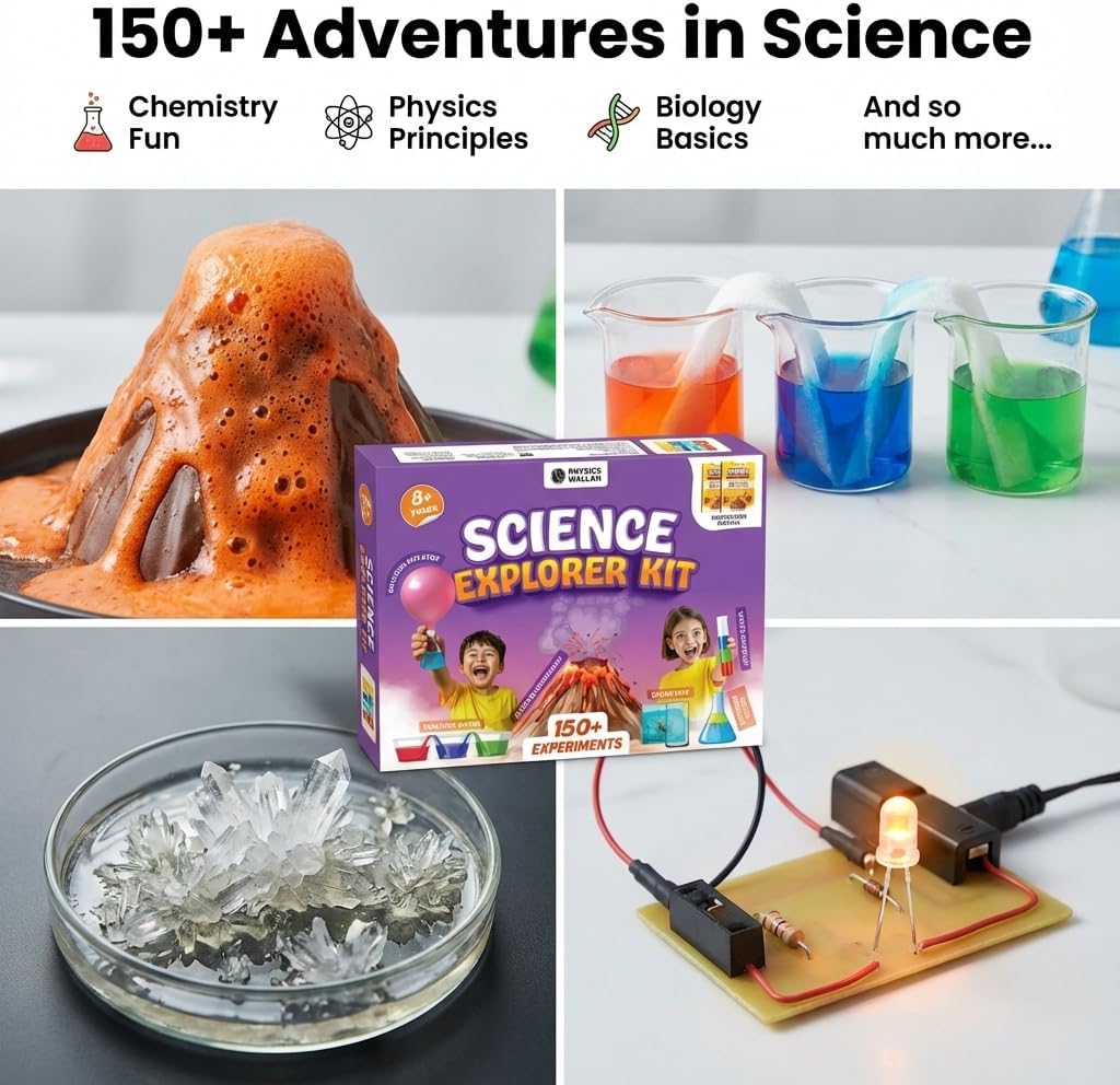 PW Science Kit for Explorer Kids with Instructions Manual 150+ Fun & Educational Science Experiments Kit DIY Kit for Kids Ages 8+ STEM Learning Toy & Kit Multicolor