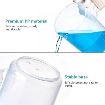 Plastic Graduated Cylinder and Beaker Set, 10ml 25ml 50ml 100ml Graduated Cylinders, 50ml 100ml 250ml 500ml 1000ml Plastic Science Beakers, Ideal for School and Kid Science Lab
