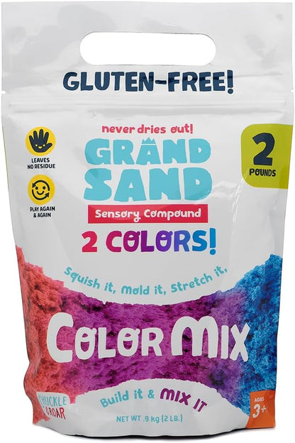 Chuckle & Roar Grand Sand Color Mix – Never-Dry Tactile Sensory Sand for Kids, Construction-Inspired Fidget & Craft Play, Preschool Learning Toy, Ages 3+