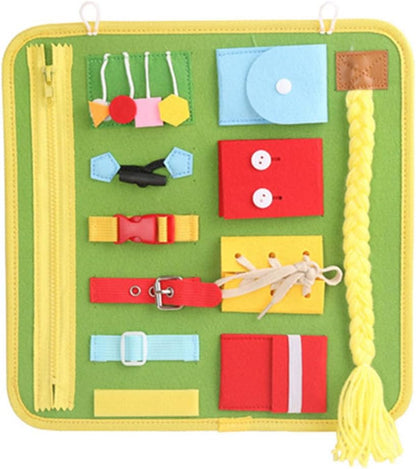Montessori Felt Busy Board, Portable Sensory Toy, Fine Motor Skills & Life Skills Learning Board,Model a